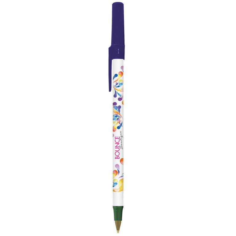 BIC® Round stic® Ecolutions® balpen - gerecycled kunststof - zwarte, blauwe inkt - losse dop