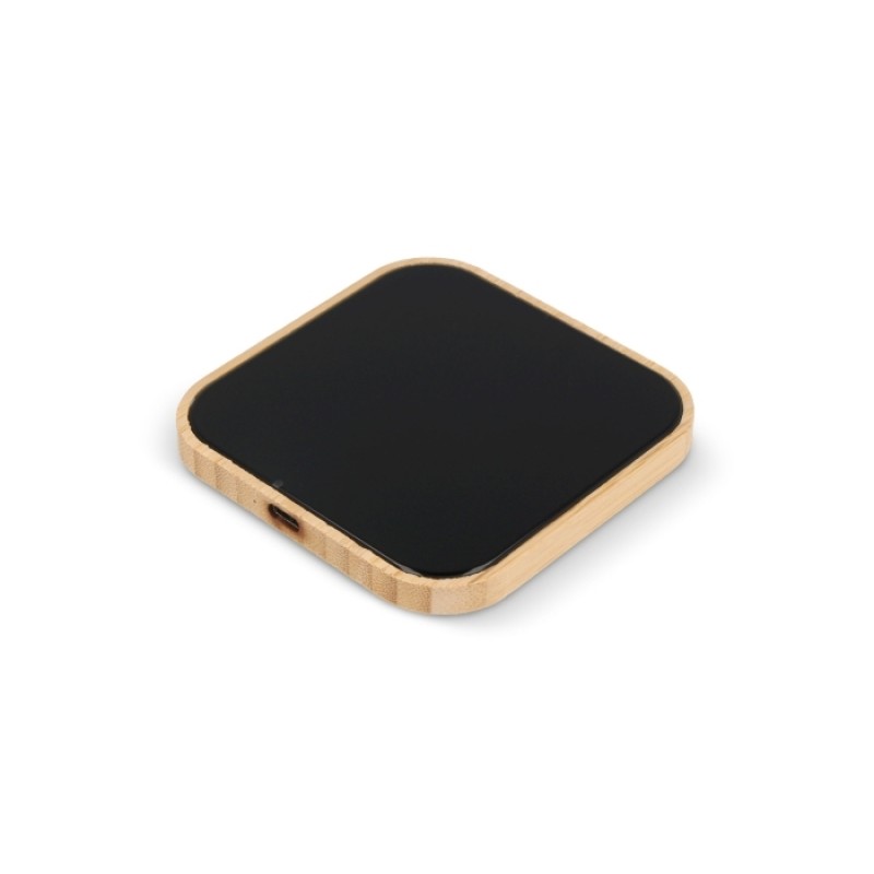 Oplader - 10W - bamboe en glas - draadloos - 90 cm oplaadkabel