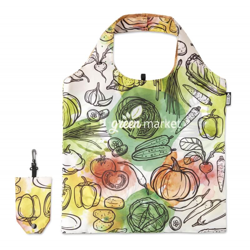 Full colour RPET opvouwbare tas met bijpassend zakje