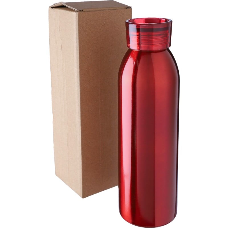 Cindy drinkfles - 650ml - recycled RVS - enkelwandig - plastic dop & siliconenband - in geschenkdoos