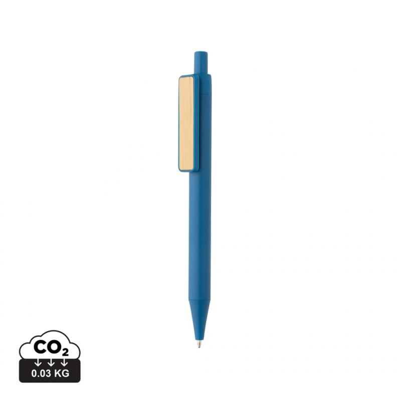Balpen - rABS - blauwe inkt - bamboe clip