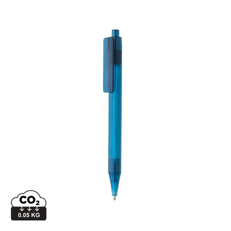 X8 balpen - gerecycled kunststof - blauwe inkt - transparant