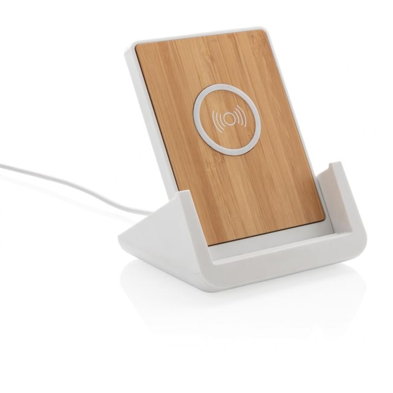 Ontario oplader - 10W - gerecycled kunststof - telefoonstandaard - draadloos