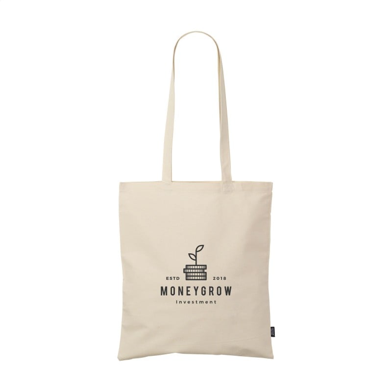 Katoenen draagtas - gerecycled katoen - 180 g/m2 - 38 x 42 cm - ecru - lange hengsels