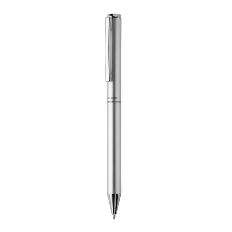 Swiss Peak Cedar balpen - gerecycled aluminium - blauwe inkt - draaimechanisme