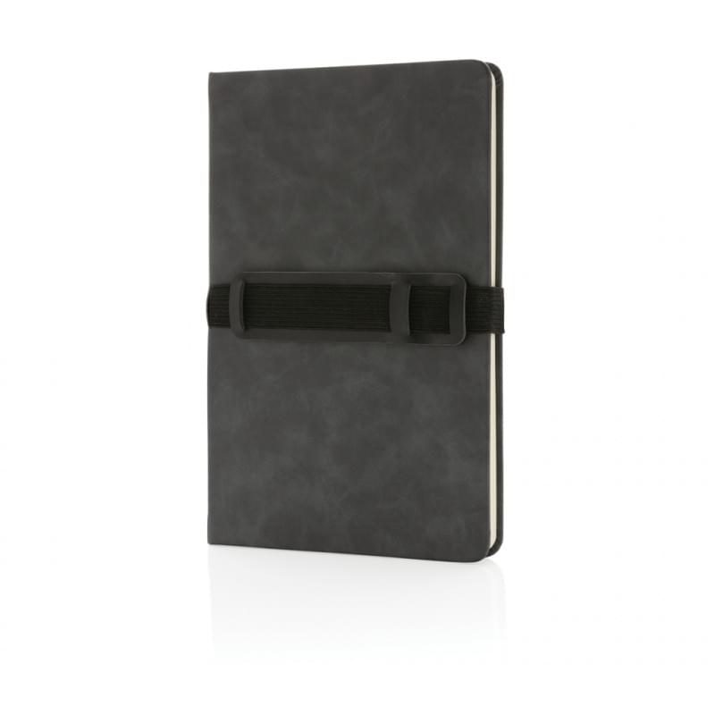 Deluxe hardcover PU A5 notitieboek met telefoon- en penhoude