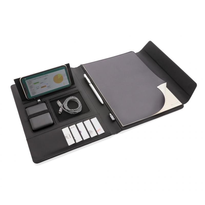 Fiko A4 portfolio - polyester - met draadloze 5000 mAH powerbank
