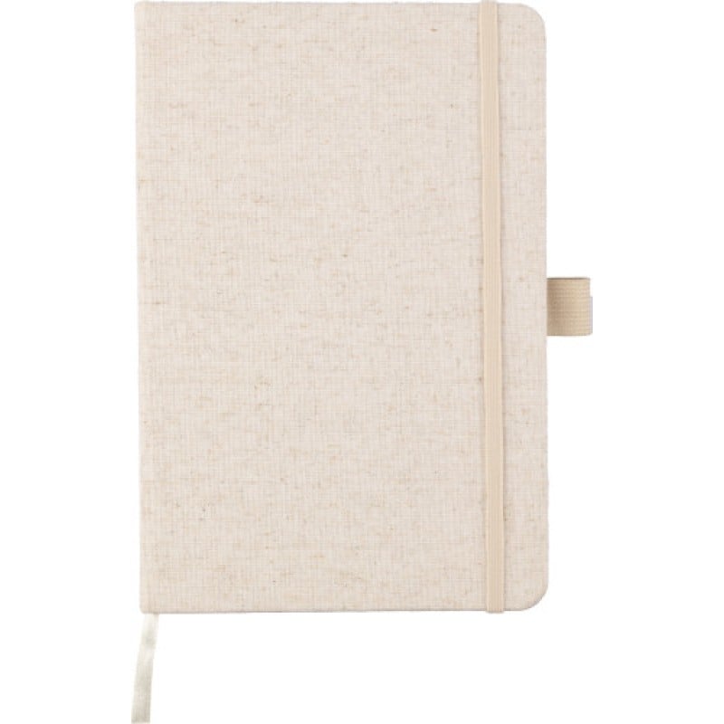 Barbara notitieboek - A5 - hennep - 40 vellen - pennenlus, elastiek en lint