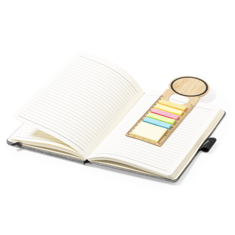 Tecin liniaal - bamboe - 13 cm - boekenlegger met plakbriefjes
