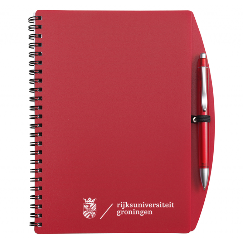 Notitieboekje A5 met plastic balpen