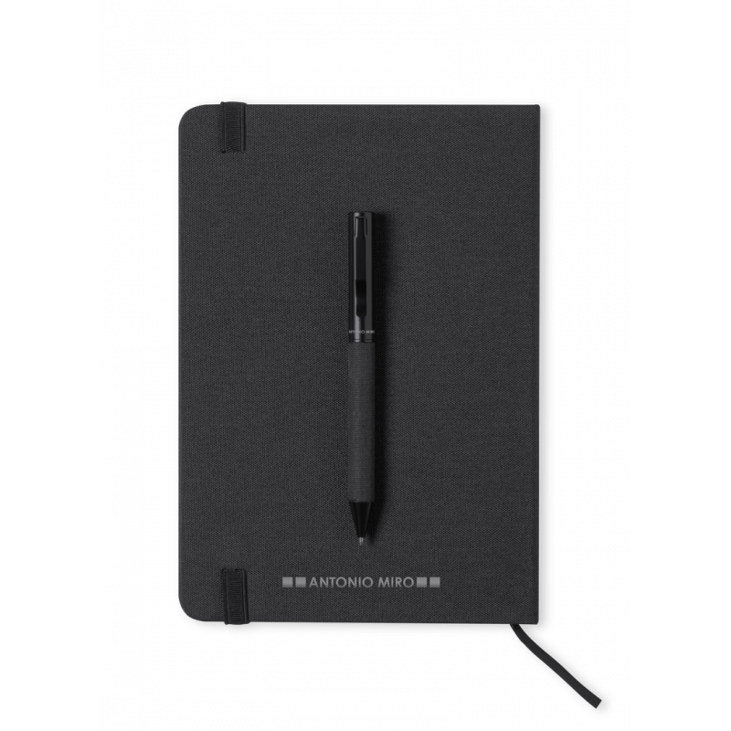 Nimaly notitieboek - A5+ - polyester - 100 vellen - elastieksluiting en lint - metalen balpen