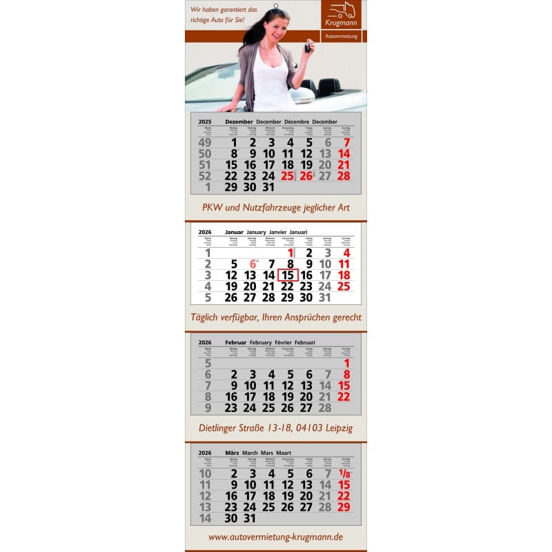 Wandkalender Premium (4 blokken)