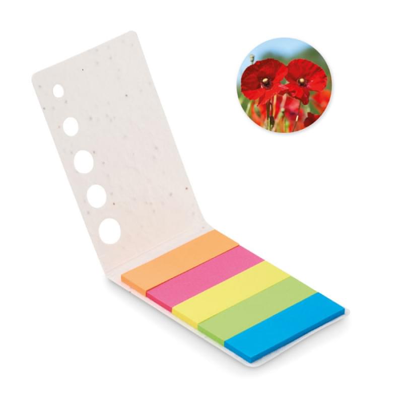 Memo Seed - zelfklevende memo's - papier - 5 kleuren - 8,3 x 5,4 cm