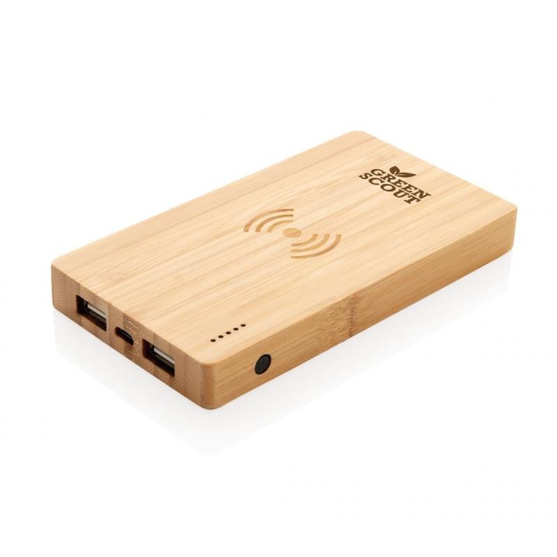 Powerbank - 4.000mAh - bamboe - draadloos