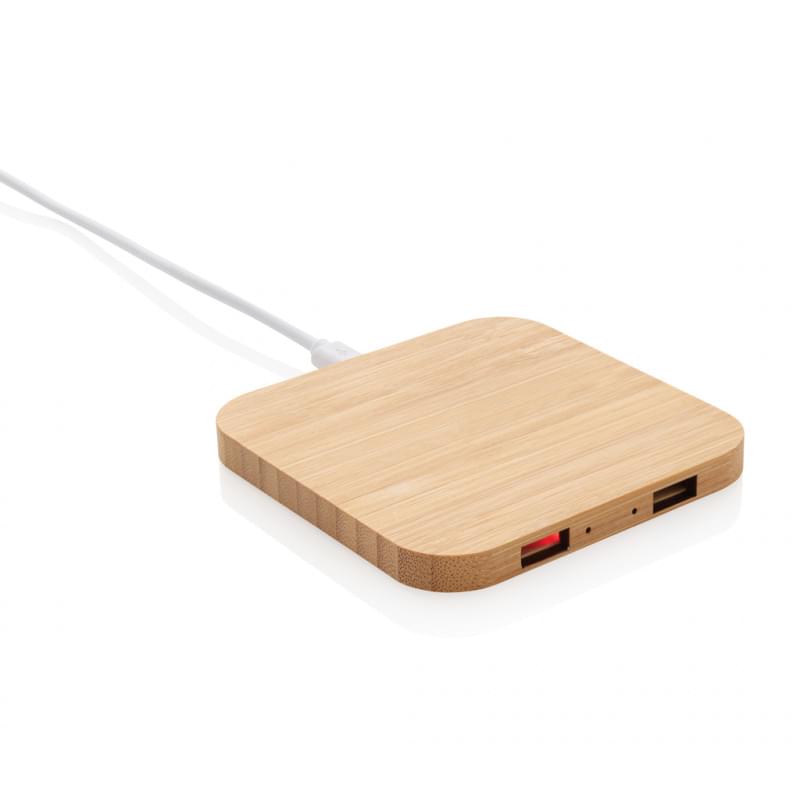 Oplader - 5W - bamboe - draadloos - met USB