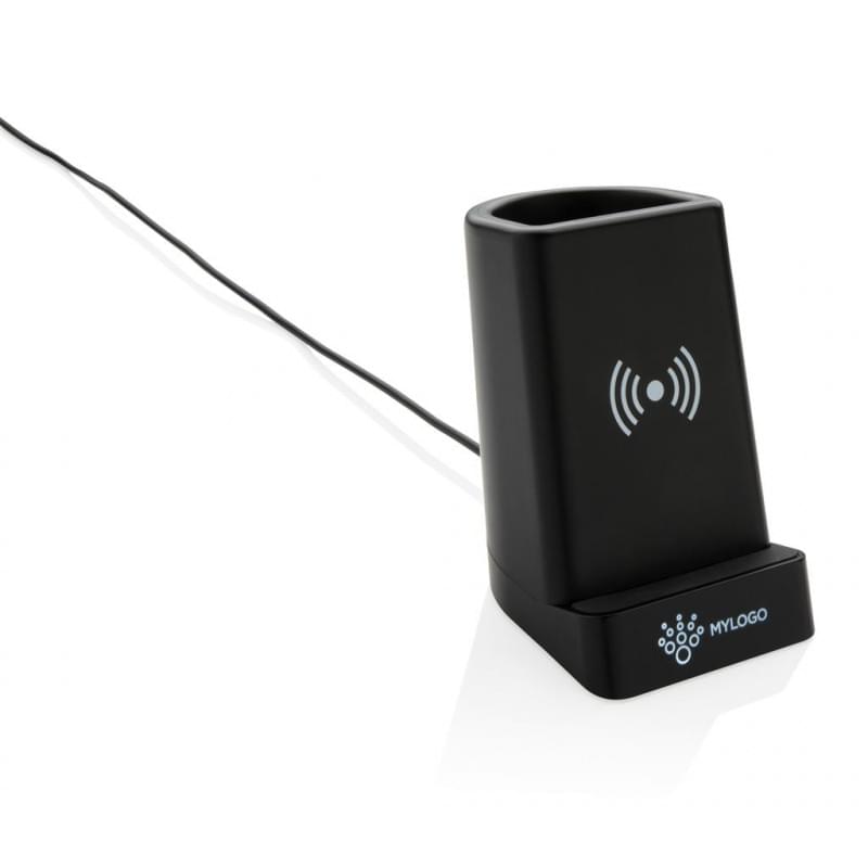 Light up logo pen houder met 5W draadloze oplader