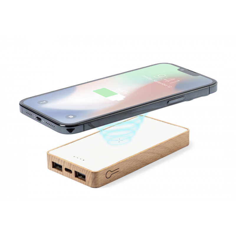 Meskat powerbank - 8000 mAH - biologisch hennep / hout