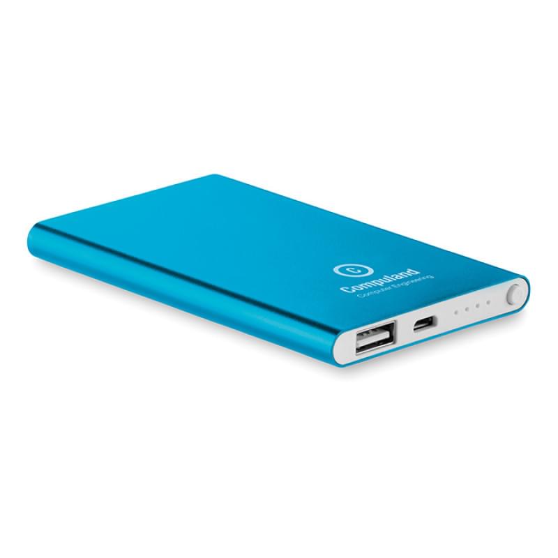 Powerbank - 4.000mAh - aluminium - plat ontwerp