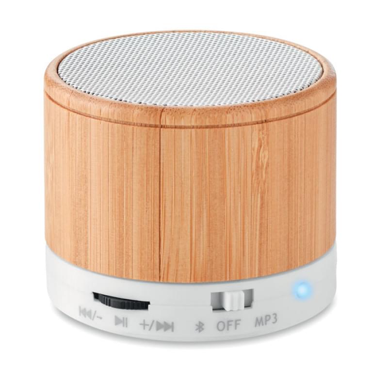 Round bamboo bluetooth luidspreker