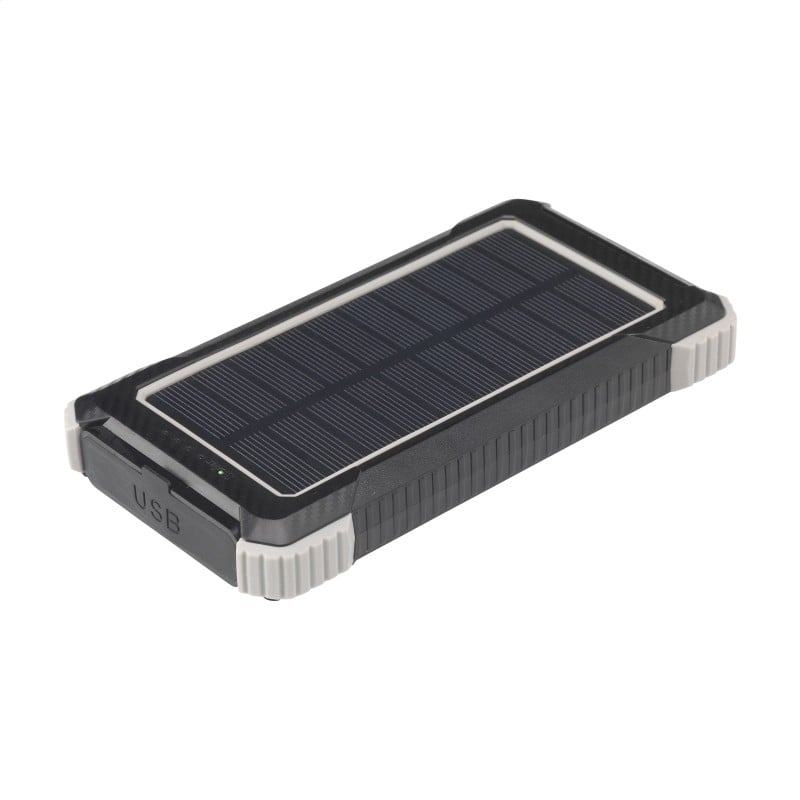 Trail solar powerbank - 10000mAh - gerecycled ABS - waterdicht - met zaklamp