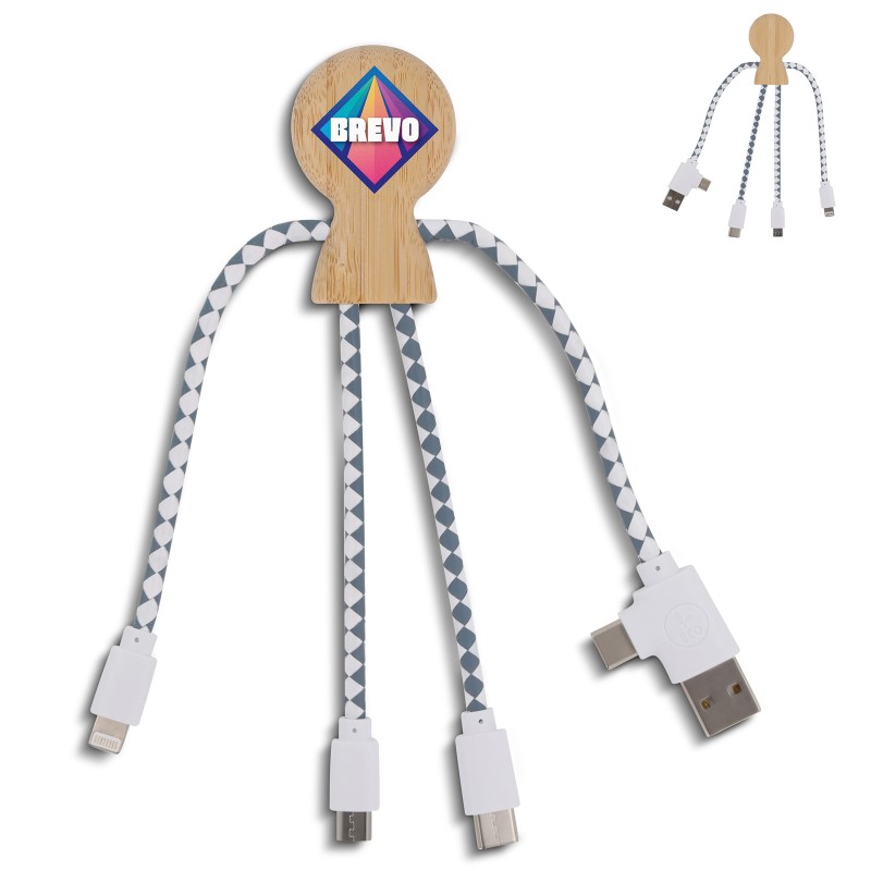 Xoopar Mr. Bio oplaadkabel - bamboe - USB-A en C