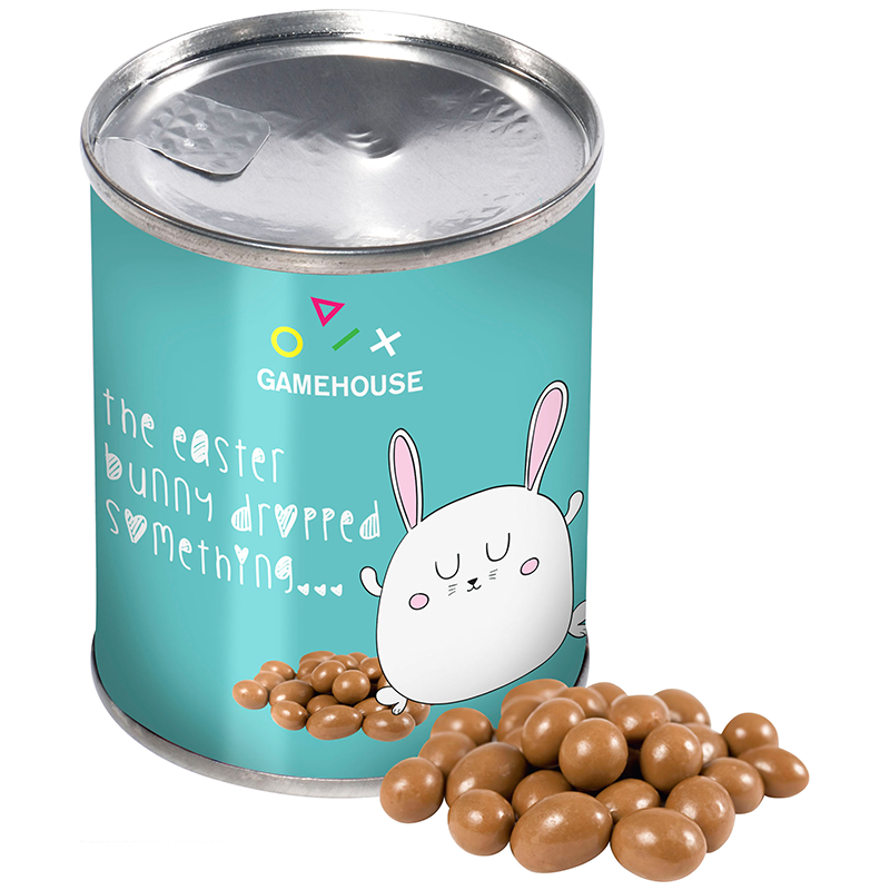 Blikje chocolade pinda's - 65 gram 