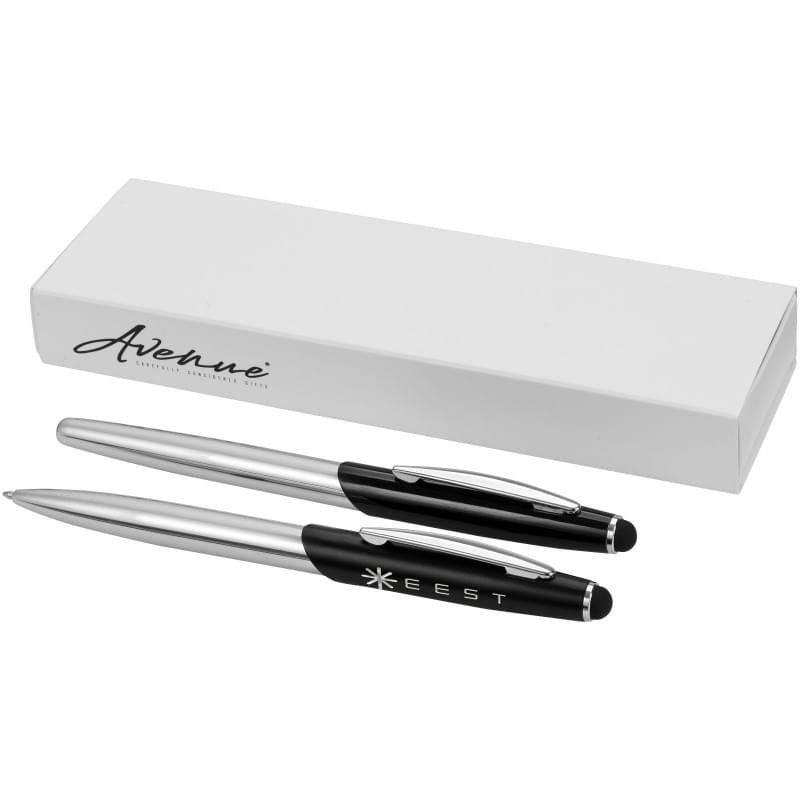 Geneva pennneset - metaal - blauwe inkt - stylus balpen en rollerbalpen - geschenkverpakking