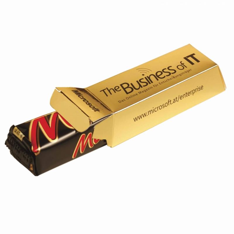 Mars goudstaafje chocolade bar - 51 gram - verpakt kartonnen goudstaaf doos