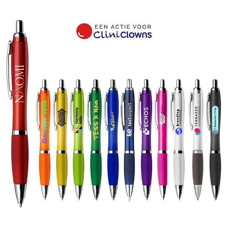 Nash gekleurde balpen - kunststof - blauwe inkt - metalen clip