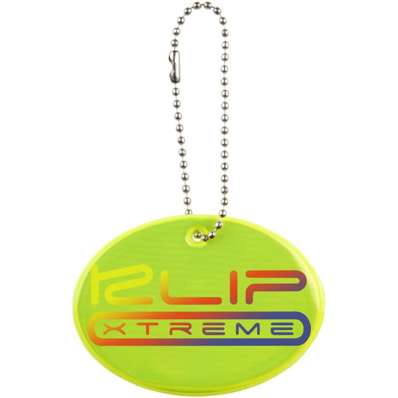  RFX™ grote ronde hanger - PVC - reflecterend - met wit koord en veiligheidsnaald
