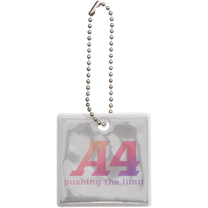  RFX™ vierkante hanger - PVC - reflecterend - met wit koord en veiligheidsnaald