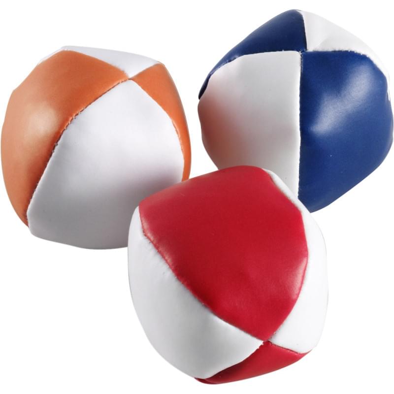 Set van 3 gekleurde jongleerballen in witte pouch