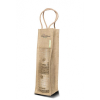 Tas voor 1 (wijn)fles 33 x 8 x 7,5 cm - jute/katoen - mesh kijkvenster - katoenen koorden
