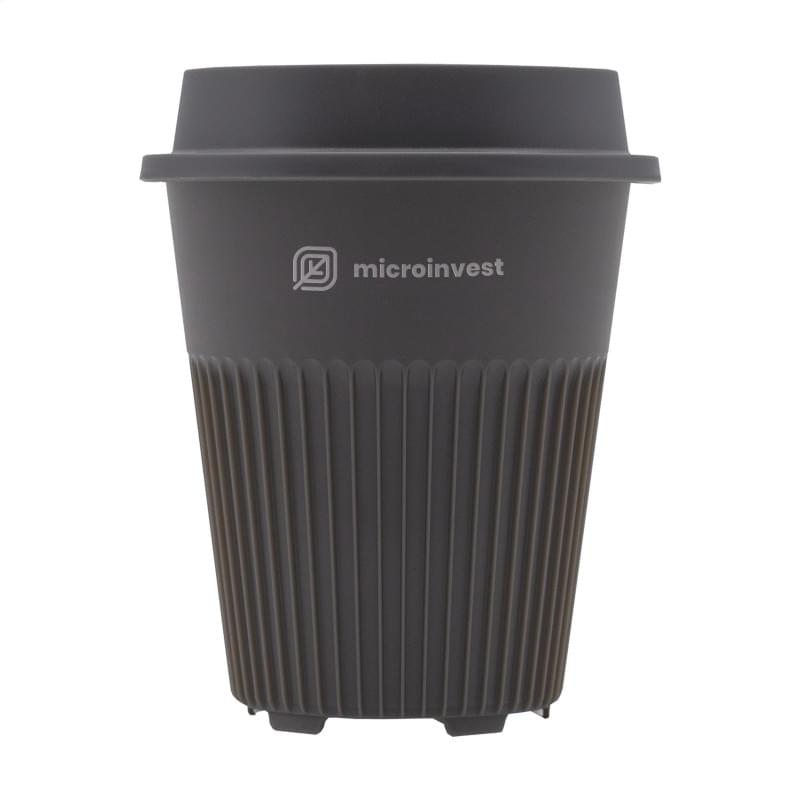 Circular&Co koffiebeker 340ml- PP - deksel met drinkopening - quick-dry onderzijde - ribbelwand
