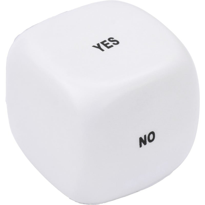 anti-stress bal - dobbelsteen - met tekst - 4,8 cm - PU