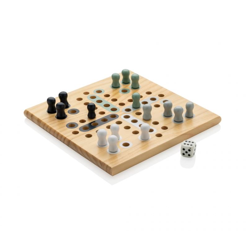 Claire bordspel - hout - mens erger je niet - verpakt in kraftdoos
