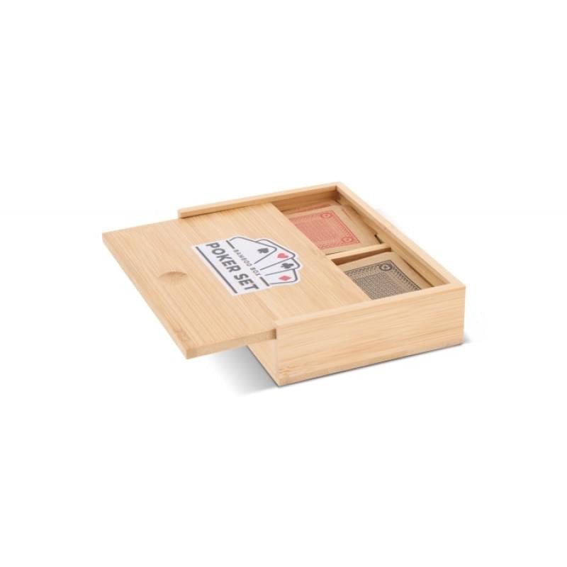 Speelkaartenset - 2 sets - bamboe geschenkverpakking