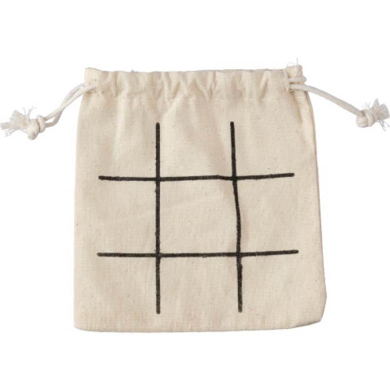 Waltraud strategisch spel - hout - Tic Tac Toe - verpakt in katoenen zakje