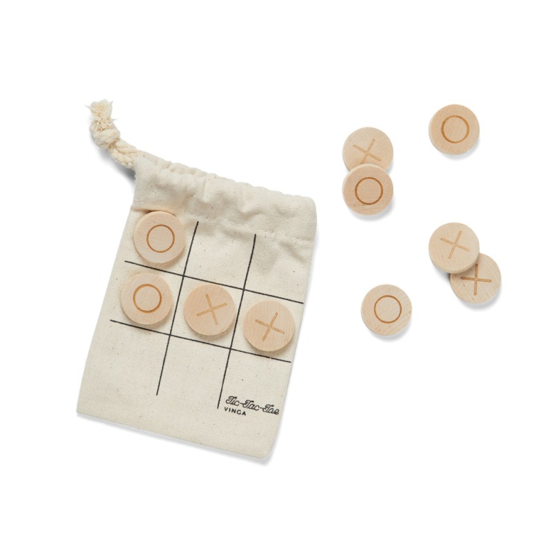 VINGA mini strategisch spel - boter, kaas en eieren - hout - verpakt in canvas zakje