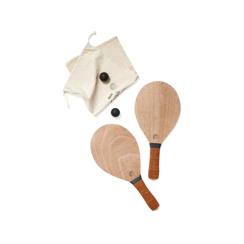 VINGA Colos strandtennispel - hout - handgrepen van PU - verpakt in canvas tas
