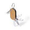 Polty multitool sleutelhanger - RVS en hout - 9-functies - in doosje
