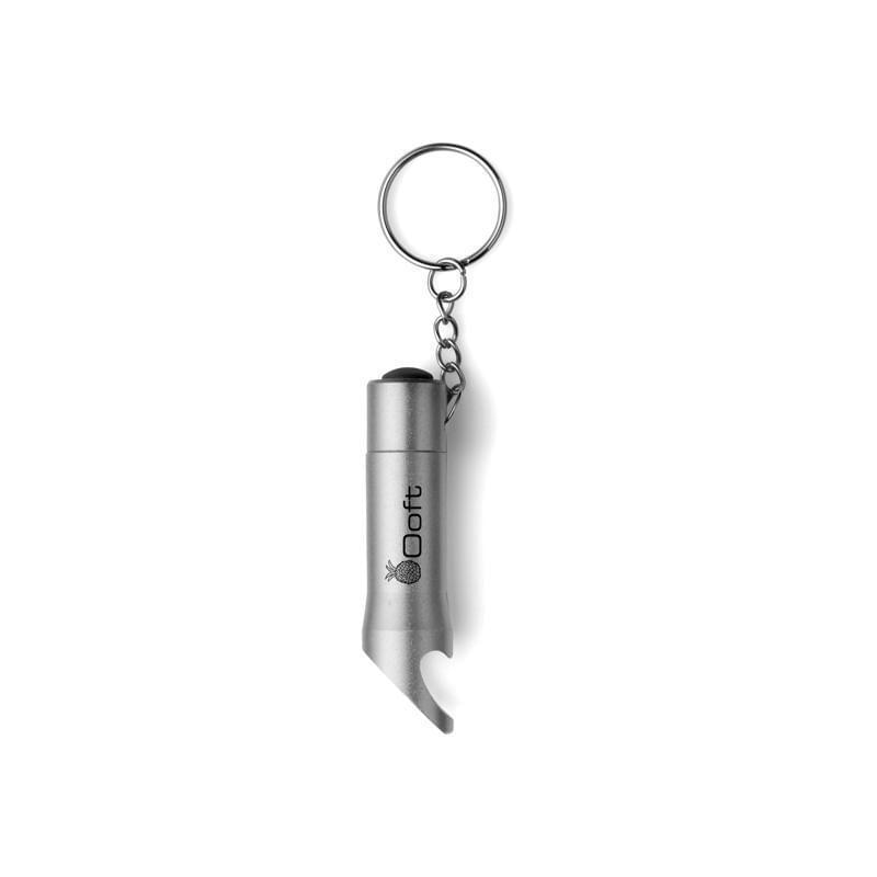 Carlo sleutelhanger - aluminium - 7 cm - met zaklamp en flesopener