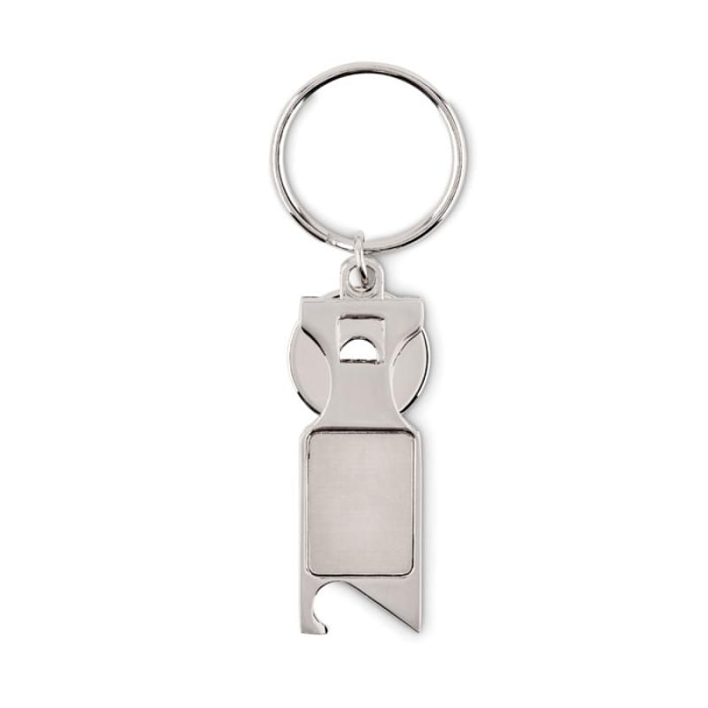 Tokeu sleutelhanger - zink - 9.5 cm - flesopener - met winkelwagenmuntje