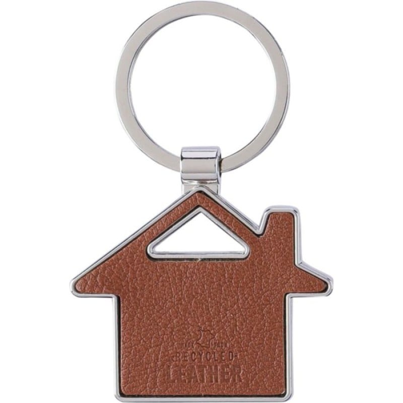 Jim huis sleutelhanger - gerecycled leer - 4.8 cm - verpakt in kartonnen sleeve