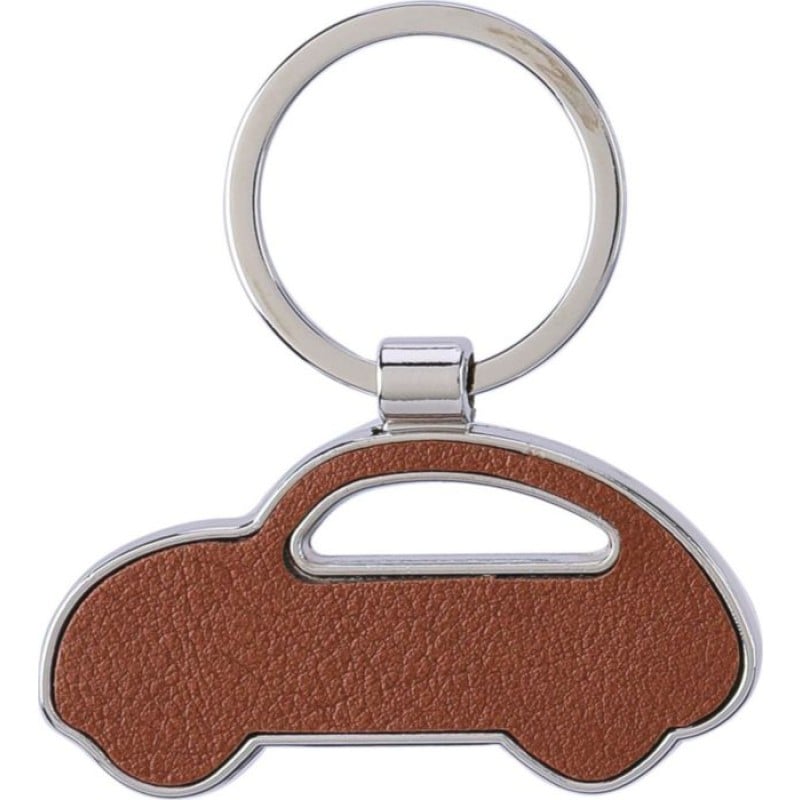 Joan auto sleutelhanger - gerecycled leer - 5.8 cm - verpakt in kartonnen sleeve