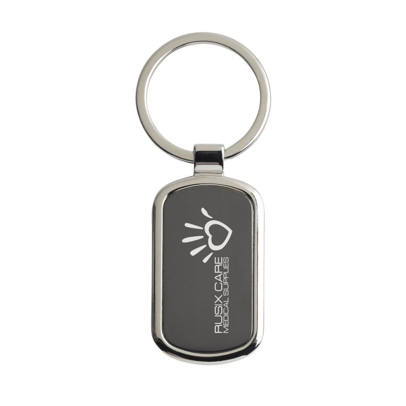 Keytag Rectangle sleutelhanger - metaal - 5.6 cm - zwarte inlay
