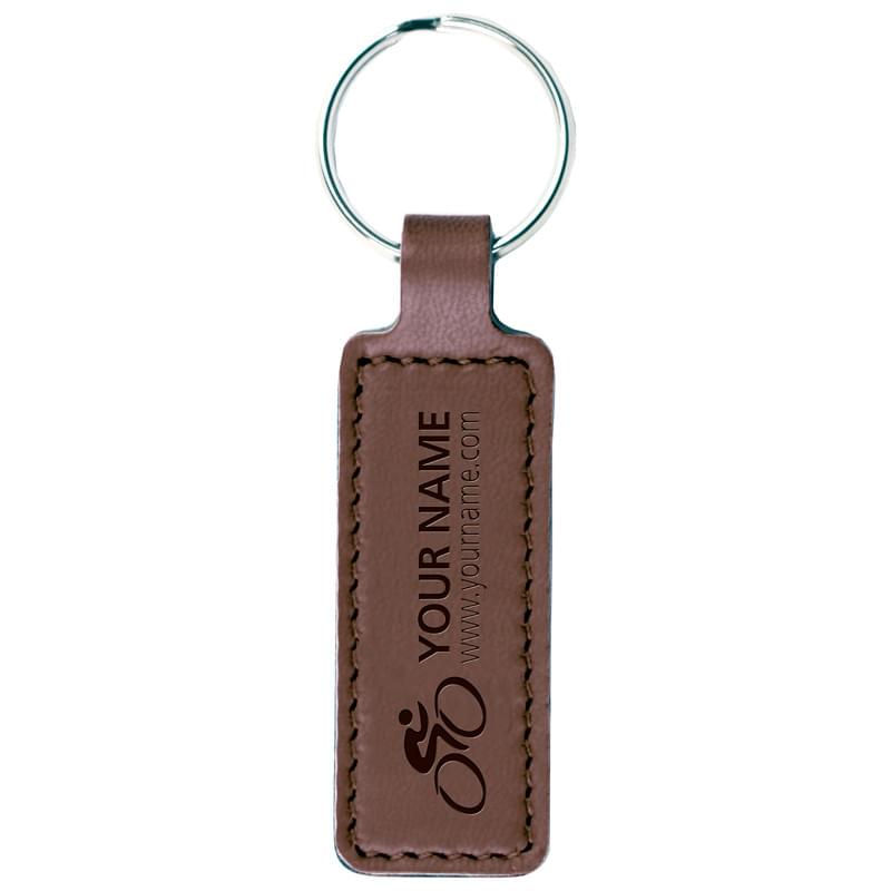 Smal sleutelhanger - leer - 6 cm