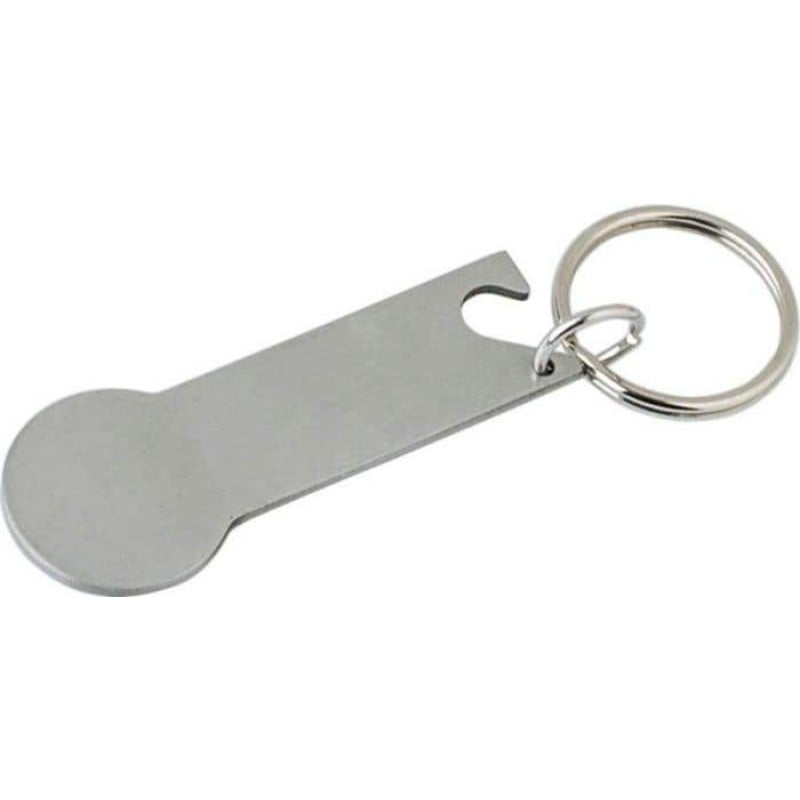Gavin sleutelhanger - RVS - 6 cm - flesopener - winkelwagenmuntje