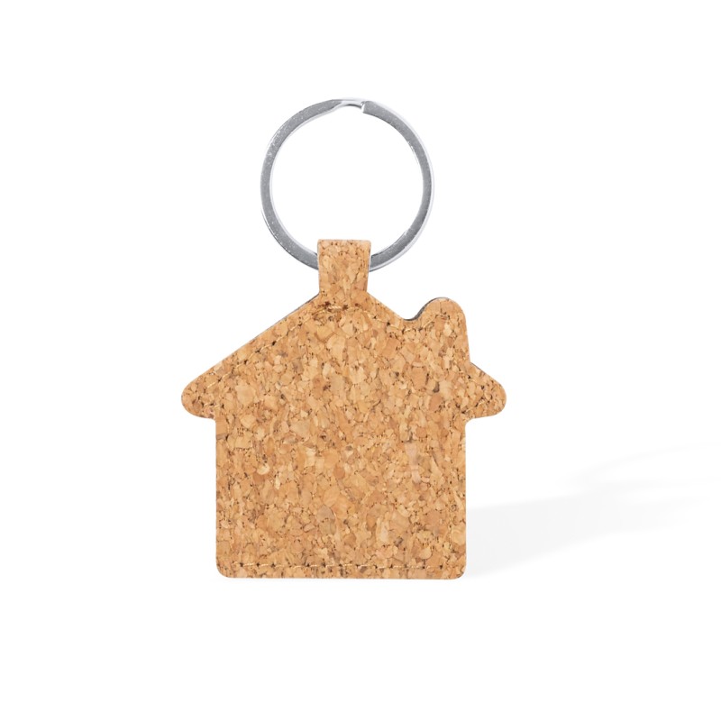 Huis sleutelhanger - kurk - 5.4 cm