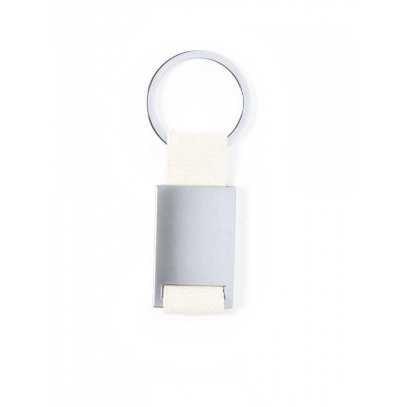 Cyrax rechthoek sleutelhanger - metaal - 6.5 cm - lint van katoen
